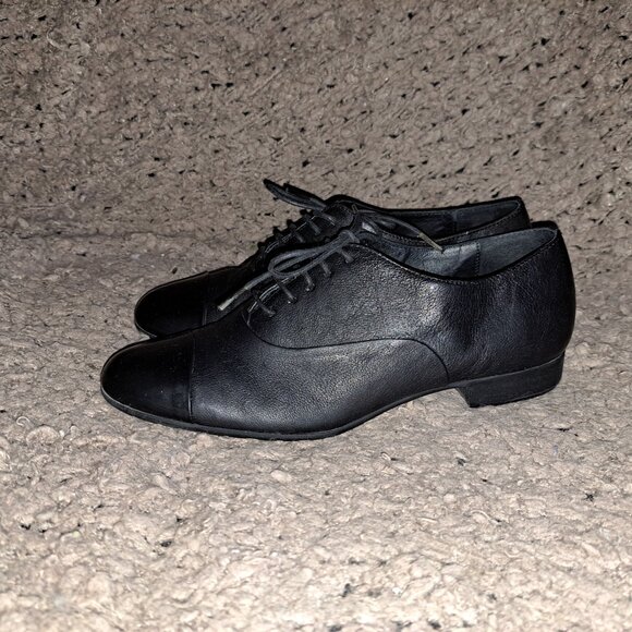 LA CANADIENNE-Black Kid Leather w/Cap Toe-Oxford-Lace Up-36.5-Excellent - Picture 2 of 8